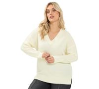 Yours Women's V-Neck Knitted Jumper in Ivory | Size: 26/28