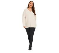 Yours Curve White Waffle Knit V-Neck Jumper - Women's - Plus Size Curve
