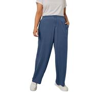 Yours Curve Wide Leg Chambray Trousers - Women's - Plus Size Curve Blue