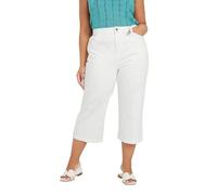 Yours Curve Wide Leg Cropped Denim Jeans - Women's - Plus Size Curve White