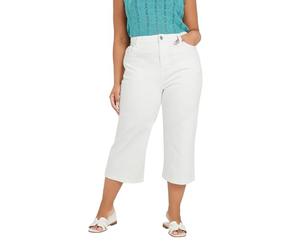 Yours Curve Wide Leg Cropped Denim Jeans - Women's - Plus Size Curve White