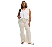 Yours Curve Wide Leg Denim Jeans - Women's - Plus Size Curve Cream