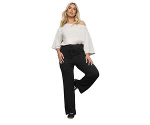 Yours Curve Wide Leg Pull On Stretch Jersey Yoga Pants - Women's - Plus Size Curve Black