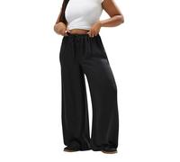 Yours Curve Wide Leg Satin Trousers - Women's - Plus Size Curve Black
