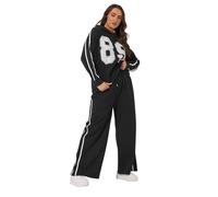Yours Curve Wide Leg Side Stripe Joggers - Women's - Plus Size Curve Black