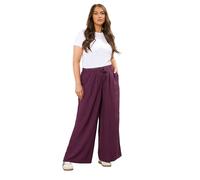 Yours Curve Wine Crinkle Wide Leg Trousers - Women's - Plus Size Curve