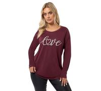 Yours Curve Wine Red 'Love' Long Sleeve T-Shirt - Women's - Plus Size Curve
