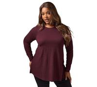 Yours Curve Wine Red Textured Long Sleeve Swing Top - Women's - Plus Size Curve