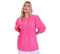 Yours Women's Woven Check Pintuck Blouse in Bright Pink | Size: 26-28 Yours Bright Pink 26-28