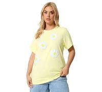 Yours Women's Daisy Applique T-Shirt in Lemon | Size: 22-24 Yours Lemon 22-24