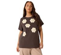Yours Curve Brown Daisy Applique T-Shirt - Women's - Plus Size Curve