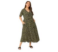 Yours Curve & Yellow Floral Crinkle Maxi Dress - Women's - Plus Size Curve