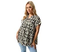 Yours Curve Abstract Print Pleated Blouse - Women's - Plus Size Curve Black