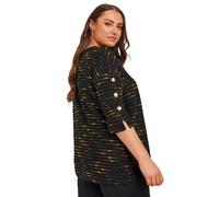 Yours Curve & Yellow Textured Button Sleeve Top - Women's - Plus Size Curve