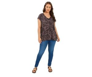 Yours Curve Zebra Print V-Neck T-Shirt - Women's - Plus Size Curve