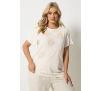 Yours Women's Daisy Applique T-Shirt in Cream | Size: 14