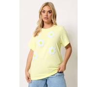 Yours Women's Daisy Applique T-Shirt in Lemon | Size: 16 Yours Lemon 16