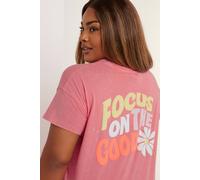 Yours Daisy Back Print T-Shirt In Pink Pink 26-28