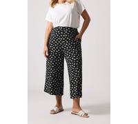 Yours Women's Daisy Print Cropped Trousers in Black | Size: 20 Yours Black 20