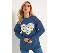 Yours Curve Blue Daisy Print Studded Sweatshirt - Women's - Plus Size Curve