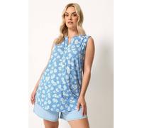 Yours Daisy Sleeveless Swing Blouse In Baby Blue Baby Blue