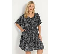 Yours Curve Black Daisy Smock Mini Dress - Women's - Plus Size Curve