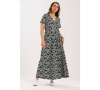 Yours Curve Daisy Short Sleeve Wrap Maxi Dress - Women's - Plus Size Curve Black