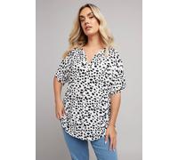 Yours Women's Dalmatian Short Sleeve Blouse in White | Size: 14 Yours White 14