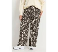 Yours Women's Deer Print Wide Leg Trousers in Chocolate | Size: 16