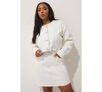 Yours Denim Contrast Stitch Mini Skirt In Cream Cream 22-24