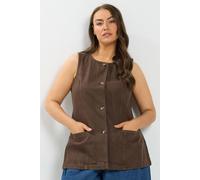 Yours Women's Denim Pocket Waistcoat in Chocolate | Size: 18