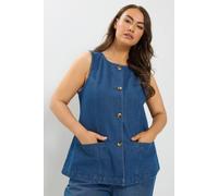 Yours Women's Denim Pocket Waistcoat in Indigo | Size: 30/32