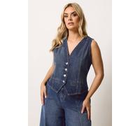 Yours Curve Denim Waistcoat - Women's - Plus Size Curve