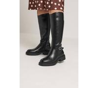 Yours Women's Detail Riding Boots In Wide E Fit in Black | Size: 4E