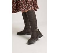 Yours Women's Detail Riding Boots In Wide E Fit in Brown | Size: 9E