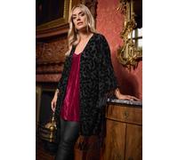 Yours Devore Velvet Tassle Kimono In Black Black 18