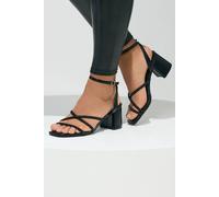 Yours - Diamante Asymmetric Block Heels In Wide E Fit - Women's