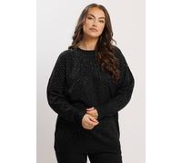 Yours Diamante Embellished Front Jumper In Black Black 22-24