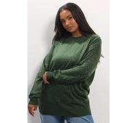 Yours Diamante Embellished Front Jumper In Dark Green Dark Green 22-24