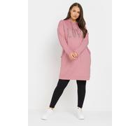 Yours Curve Diamante Embellished 'Love' Hoodie Dress - Women's - Plus Size Curve Pink