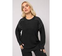Yours Diamante Embellished Knitted Jumper In Black Black