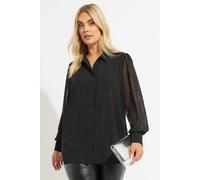 Yours Diamante Embellished Shirt In Black Black 22-24