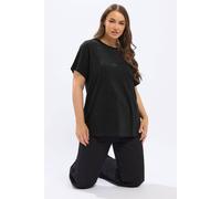 Yours Diamante Embellished T-Shirt In Black Black 30-32
