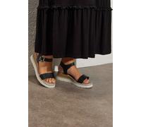 Yours Diamante Flatform Sandals In Black Black 7E