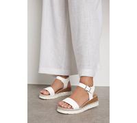 Yours Diamante Flatform Sandals In White White 9E