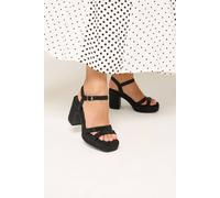 Yours Diamante Heel Sandals In Wide E Fit In Black Black
