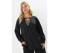 Yours Diamante Keyhole Blouse In Black Black 22-24