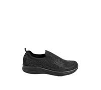 Yours - Diamante Knitted Slip On Trainers in Extra Wide Eee Fit - Women's Black