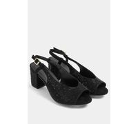 Yours - Diamante Open Toe Sling Back Block Heel In Wide E Fit & Extra Wide Eee Fit - Women's