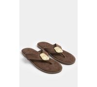 Yours - Brown Hammered Disk Sandals In Extra Wide Eee Fit - Women's